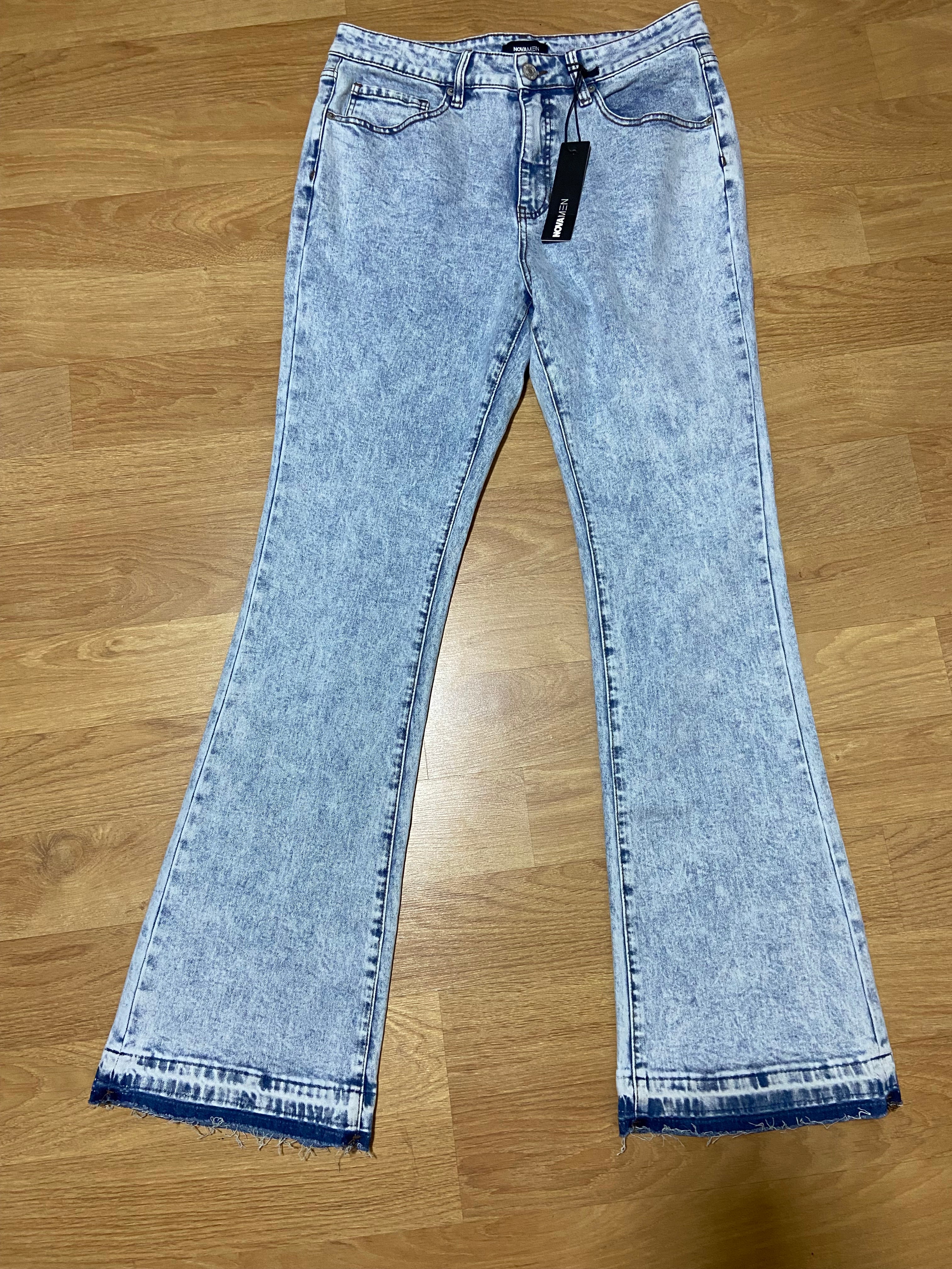 Cornell Stacked Skinny Flare Jeans - Bleach Blue Wash